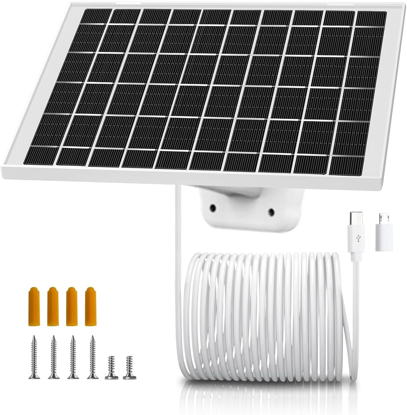 4 Pack Solar Panel Camera Charger Fit for Arlo Essential Spotlight/XL Spotlight/Essential 2k 2nd gen 2 Camera, Ring Spotlight Cam Plus/Spotlight Pro 5V 7W Solar Panel Fast Charging Cable