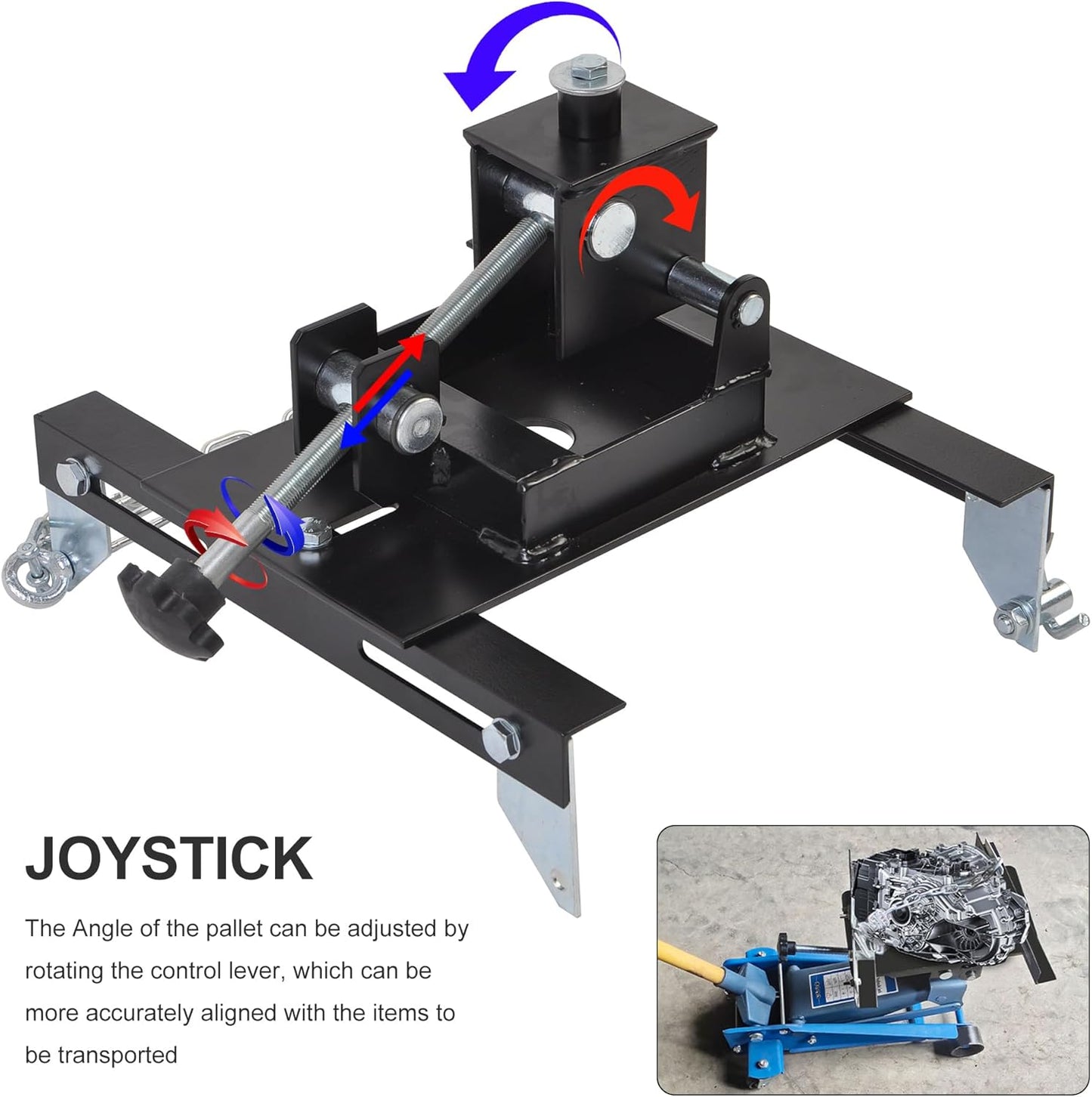 Transmission Jack Adapter for Cars and Trucks, with Capacity of 1100 lbs/0.5 T Loading Gearbox Removal Adaptor for Hydraulic Floor Jack Conversion with 1-1/5” Removable Saddle Shaft