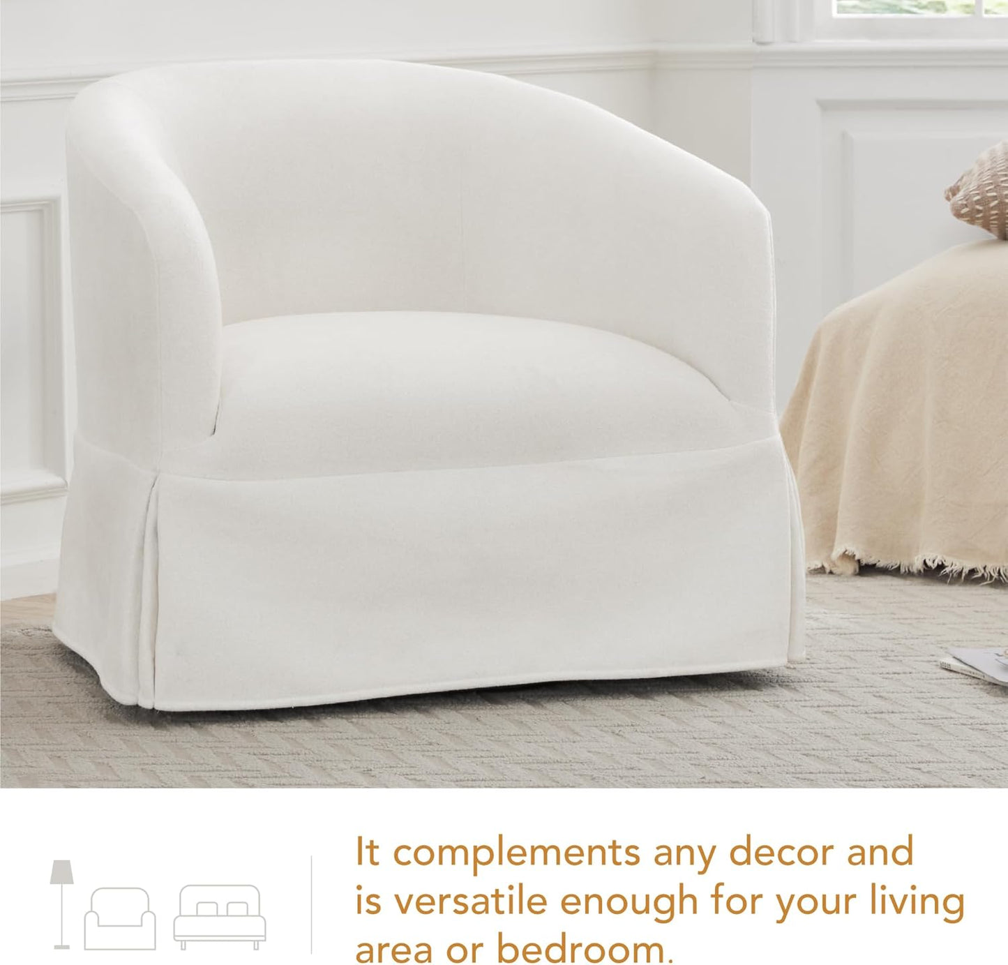 Swivel Accent Chair Modern Barrel Armchair for Bedroom Nursery Reading Waiting Living Room,Set of 2,White