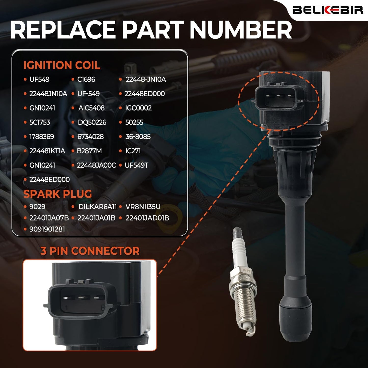 Set of 6 Ignition Coil Pack & Iridium Spark Plugs Compatible with 2007-2020 Nissan Altima Maxima Murano Pathfinder Quest 350Z Infiniti Q50 Q70 QX60 EX35 FX35 G25 G35 JX35 M35 M35h V6 3.5 Replace UF550