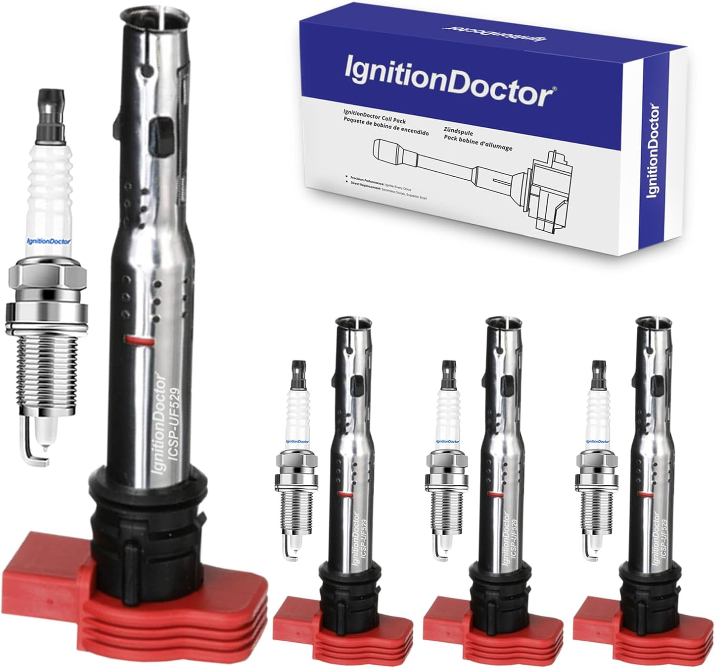 Set of 6 Iridium Spark Plug Ignition Coil Compatible with Avenger Grand Caravan Dodge Journey Jeep Wrangler Chrysler 200 300 Town & Country RAM 1500 2500 3500 Durango 3.6L V6 UF648 9407