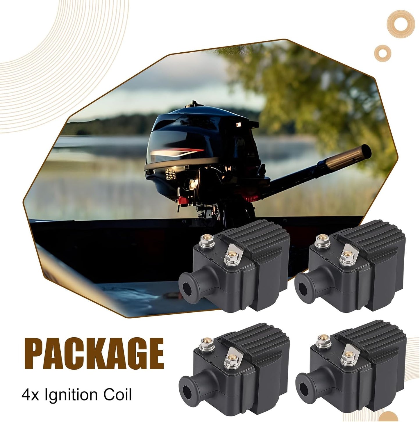 4Pcs Ignition Coil for Mercury-Mercruiser 2-Storker 6-300HP Chrysler Force 40-150HP Outboard Boat 339-832757A4