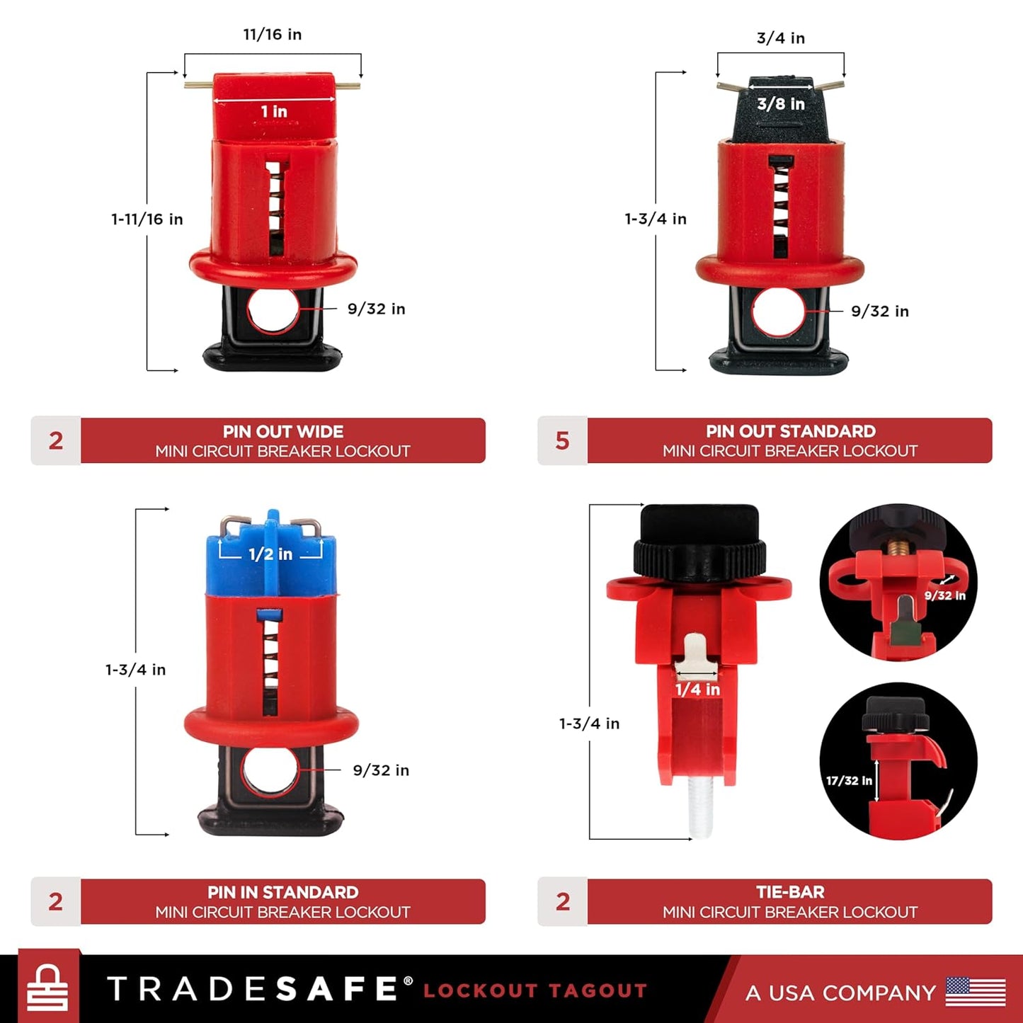 TRADESAFE Lockout Tagout Kit - 90 Loto Devices, Cable Lock, Loto Locks, Breaker Lockout Devices, Lock Out Tags, Plug Lock, Hasps, OSHA-Compliant Lock Out Tag Out Kits Electrical Tools