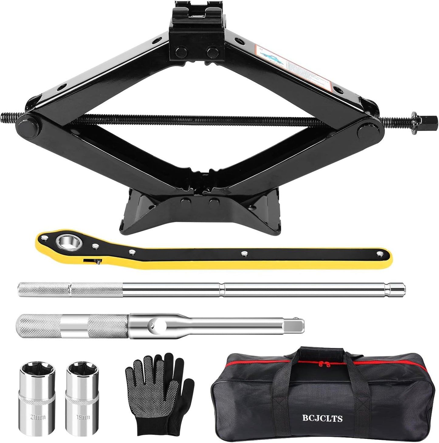 Car Jack Kit 2.5 Ton (5512 lbs),Scissor Jack for Car with Rubber Pad, Equipped with Upgraded Cross Wrench, Portable tire Jack Replacement kit, and SUV MPV car Emergency