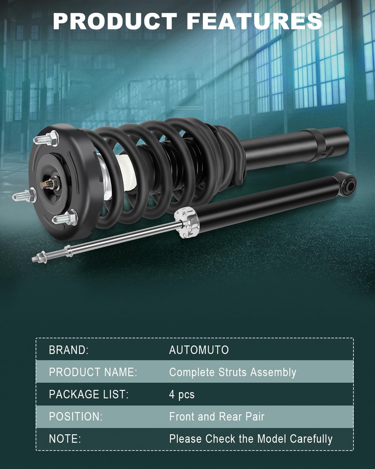 AUTOMUTO Complete Struts Assembly Front and Rear Pair Strut Shock Absorber Fit 2006-2011 for Hyundai Azera,2006-2010 for Hyundai Sonata