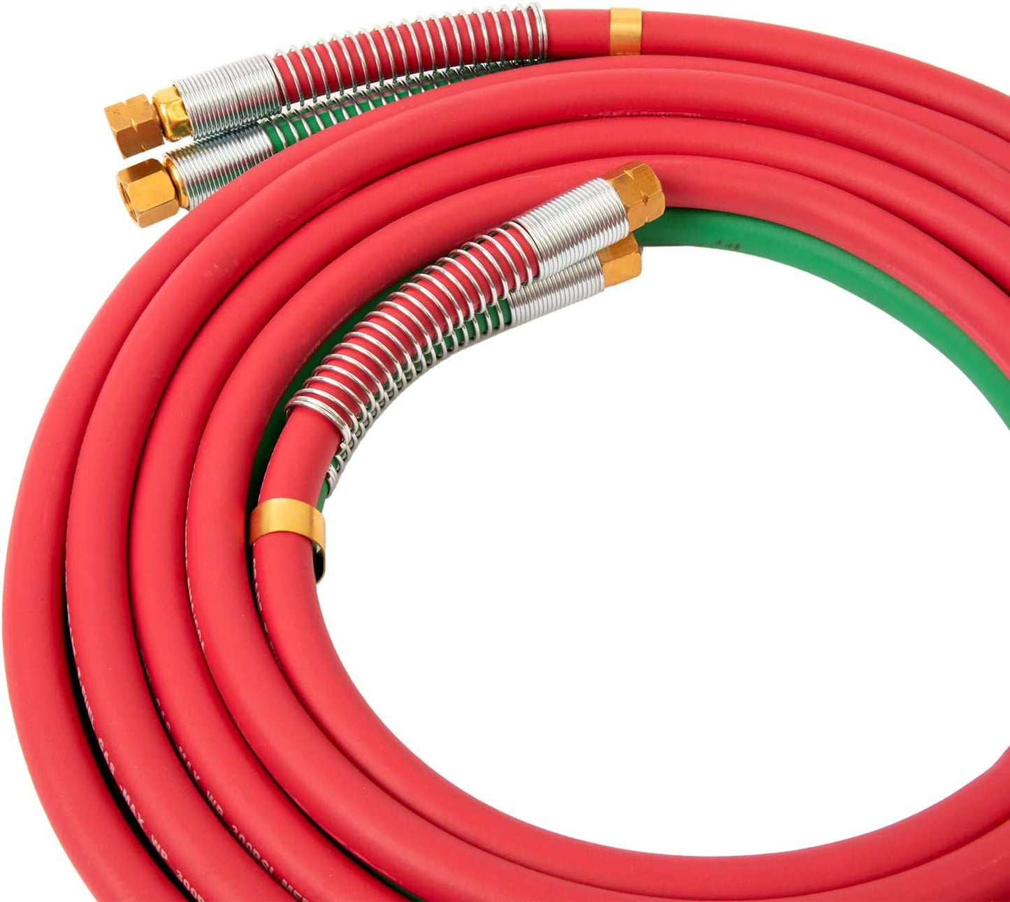 SPARC 1/4" Grade T Cutting Torch Hose - Oxy Acetylene Hose for Welding Gas - B Fittings + Strain Relief Set 1YR USA Warranty (15 Feet)