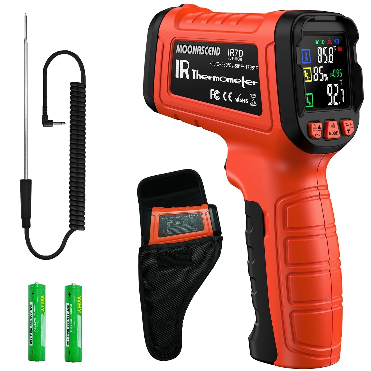 50:1 Infrared Thermometer Gun, -58°F to 2732°F Non-Contact Laser Temperature Gun for Cooking, Pizza Oven, Reptile, Griddle, Digital Heat Gun for HVAC and Industrial Use.