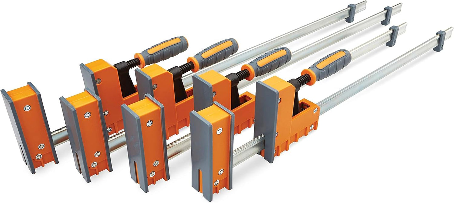 BORA 8pc Parallel Clamp Set, Includes 2 x 24" + 2 x 40" Woodworking Clamps with Rock-Solid, Even Pressure + 4 x Parallel Clamp Blocks, 571650