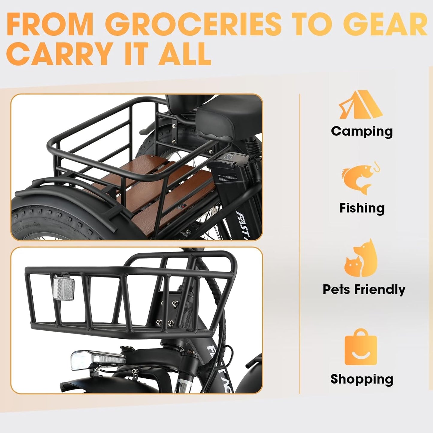 Skeri Electric Tricycle for Adults, 20"x4" Folding Fat Tire Electric Trike, 750W(Peak 1350W) Motor Etrike, 48V13Ah Battery, 3-Wheel Electric Bike, 20MPH, Front & Rear Basket & Differential