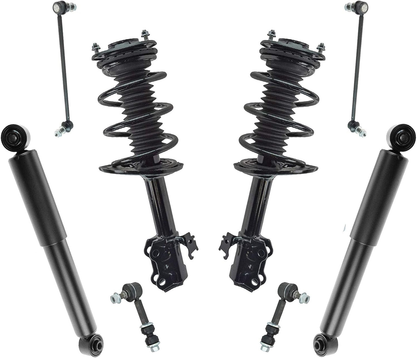 TRQ Front and Rear Suspension Kit Complete Strut & Coil Spring Assembly Shock Absorber Sway Bar Stabilizer Link Compatible with 06-13 BMW