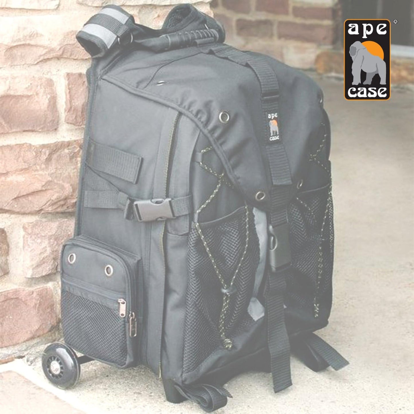 Ape Case, ACPRO4000, Backpack with wheels, Laptop compartment, Padded, Rain cover included, Adjustable straps, Camera backpack, Black (ACPRO4000),Large With Rollers