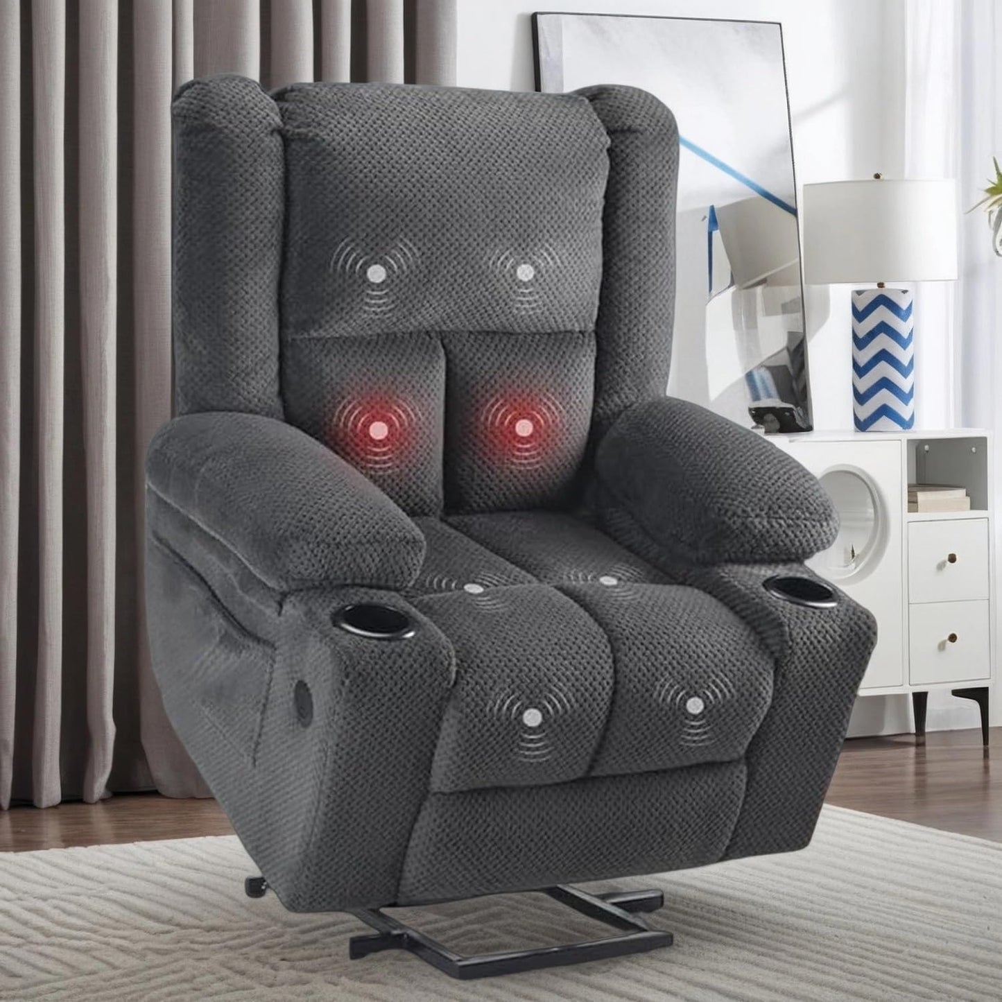 Swivel Rocker Recliner with 360 Degree Swivel, Small Recliners with 30 Degree, 90-150 Degree Angle, Faux Leather Lift Chair for Home Theater Seating, Adults, Living Room, Bedroom, Black