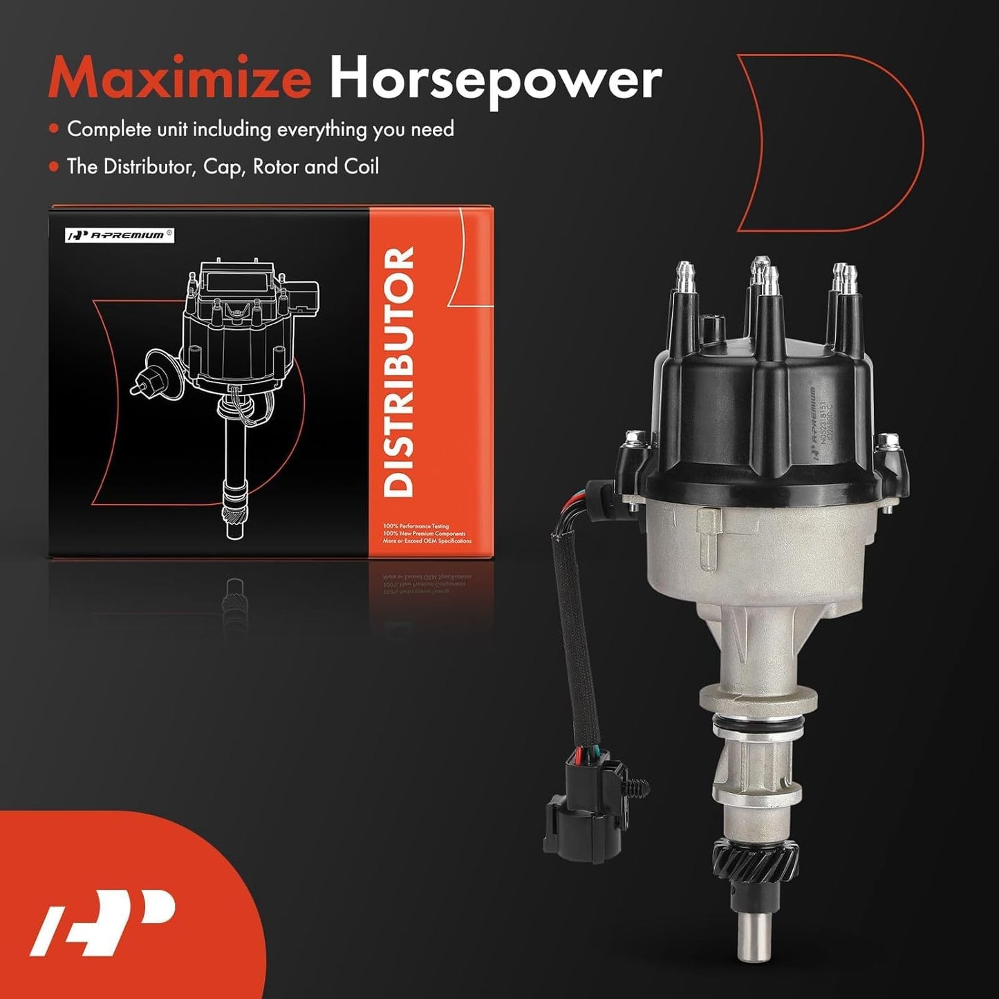 A-Premium Ignition Distributor with Cap and Rotor Compatible with Ford F-150 F-250 F-350, E-150 E-250 E-350 Econoline, E-150 E-350 Econoline Club Wagon 1992-1996, 4.9L