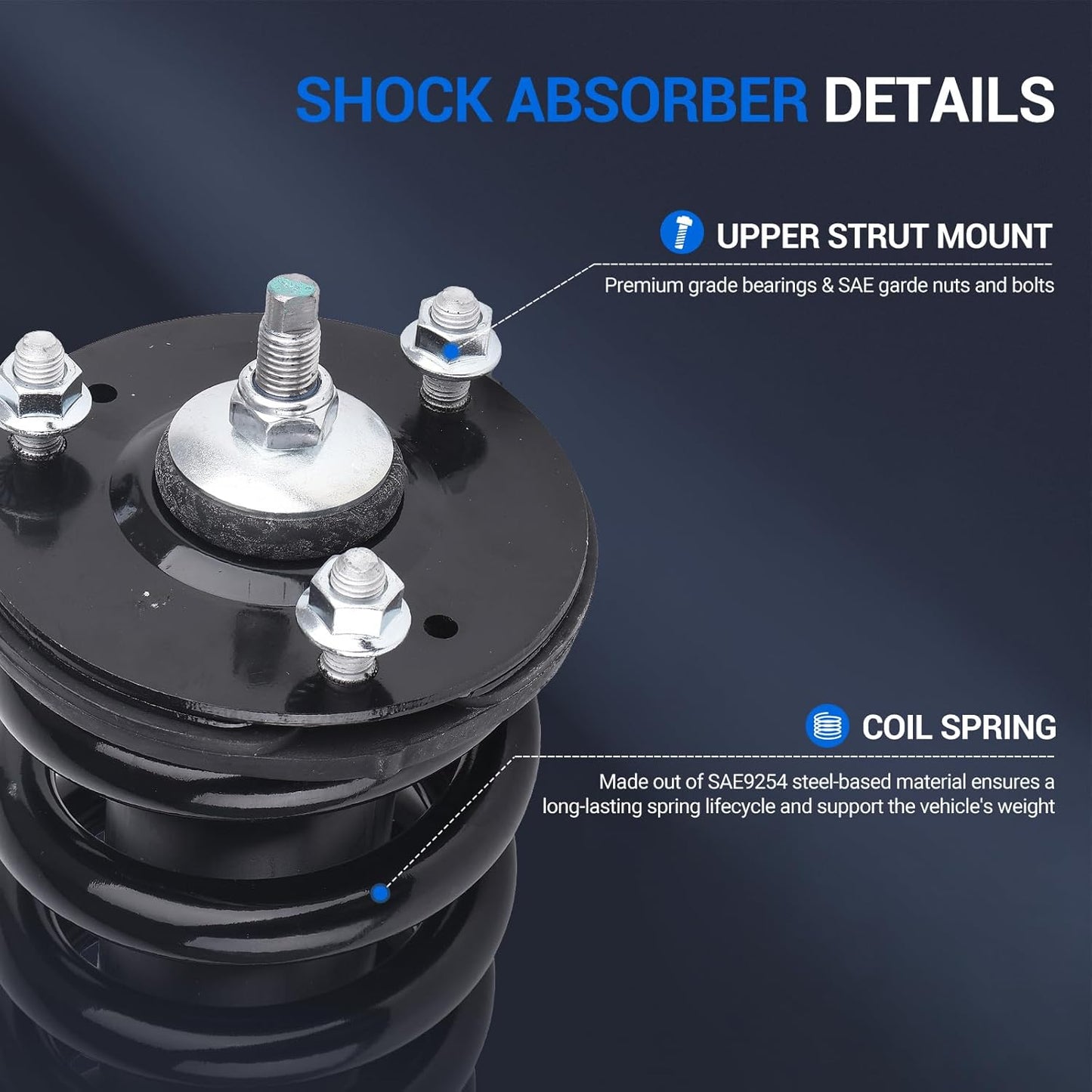 Autoround Front & Rear Complete Strut Shock Absorber Compatible with Toyota Sequoia 2001 2002 2003 2004 2005 2006 2007 171348L 171348R 37240 Struts with Coil Spring Assembly