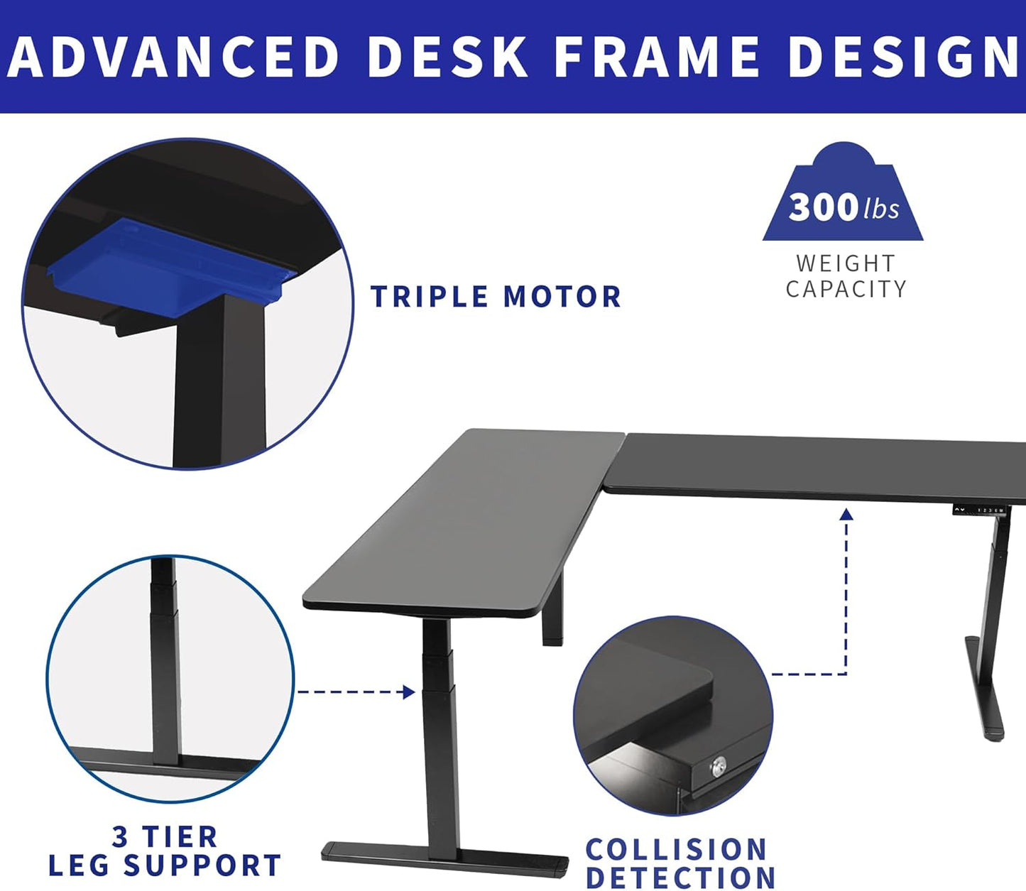 VIVO Electric Height Adjustable 83 x 60 inch Corner Stand Up Desk, 2 Light Wood Solid Table Tops, White Frame, Memory Controller, L-Shaped Workstation, 3E Series, DESK-KIT-3E8C