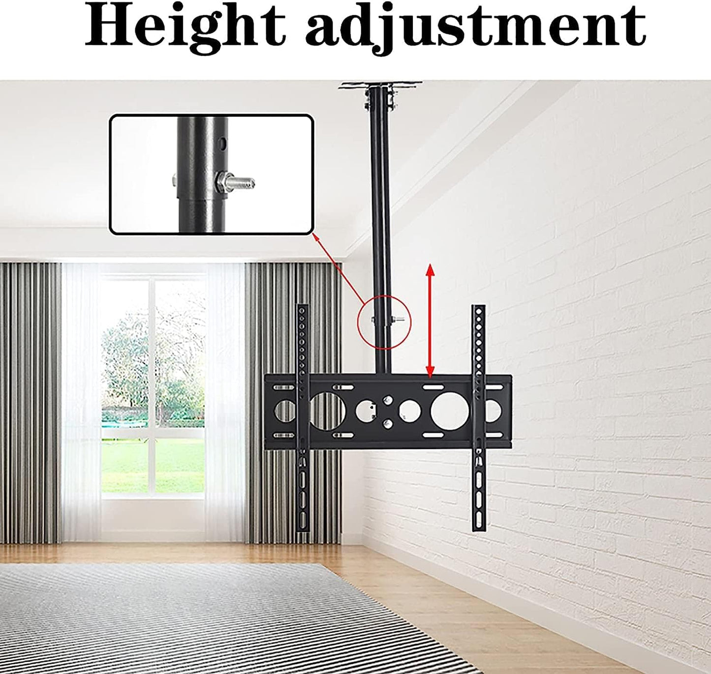 TV Stand TV, TV Wall Mount Ceiling TV Mount, Telescopic Height Adjustment, 360° Swivel and Tilt Ceiling TV Bracket, Fits 32-55 Inch TVs TV