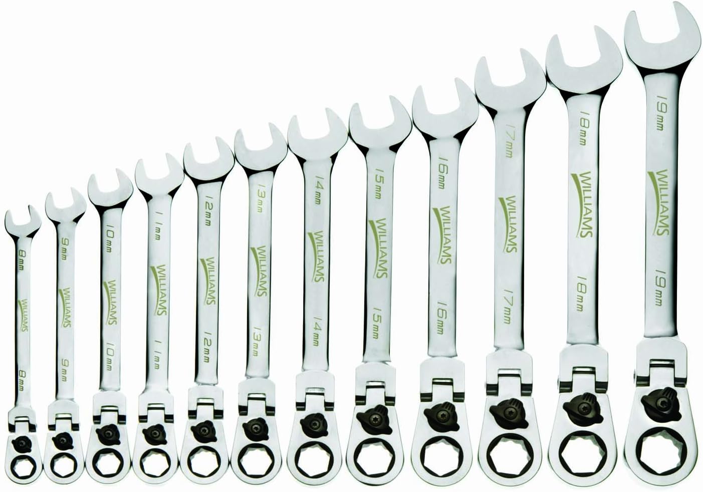 Williams MWS-12RC 12-Piece Metric Reversible Ratcheting Combination Wrench Set