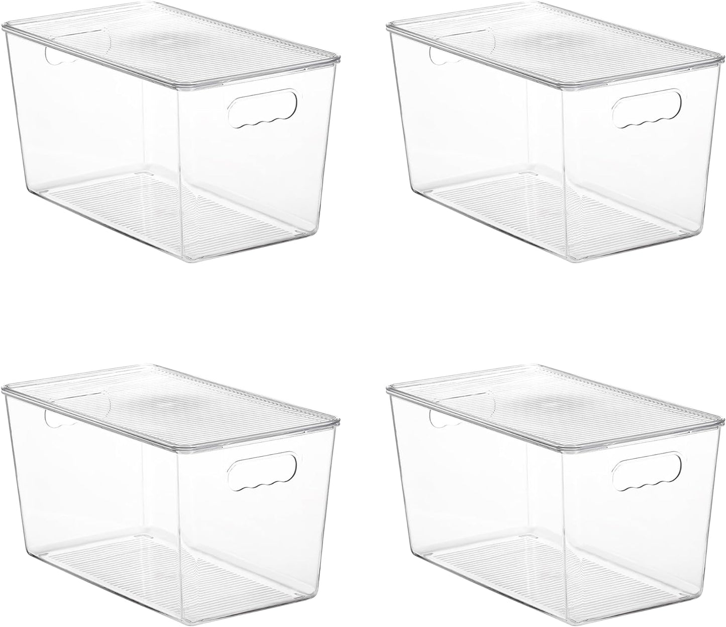 Vtopmart 6 Pack Clear Stackable Storage Bins with Lids, Large Plastic Containers with Handle for Pantry Organizer and Storage,Perfect for Bathroom,Cabinet,Kitchen,Fridge,Closet Organization