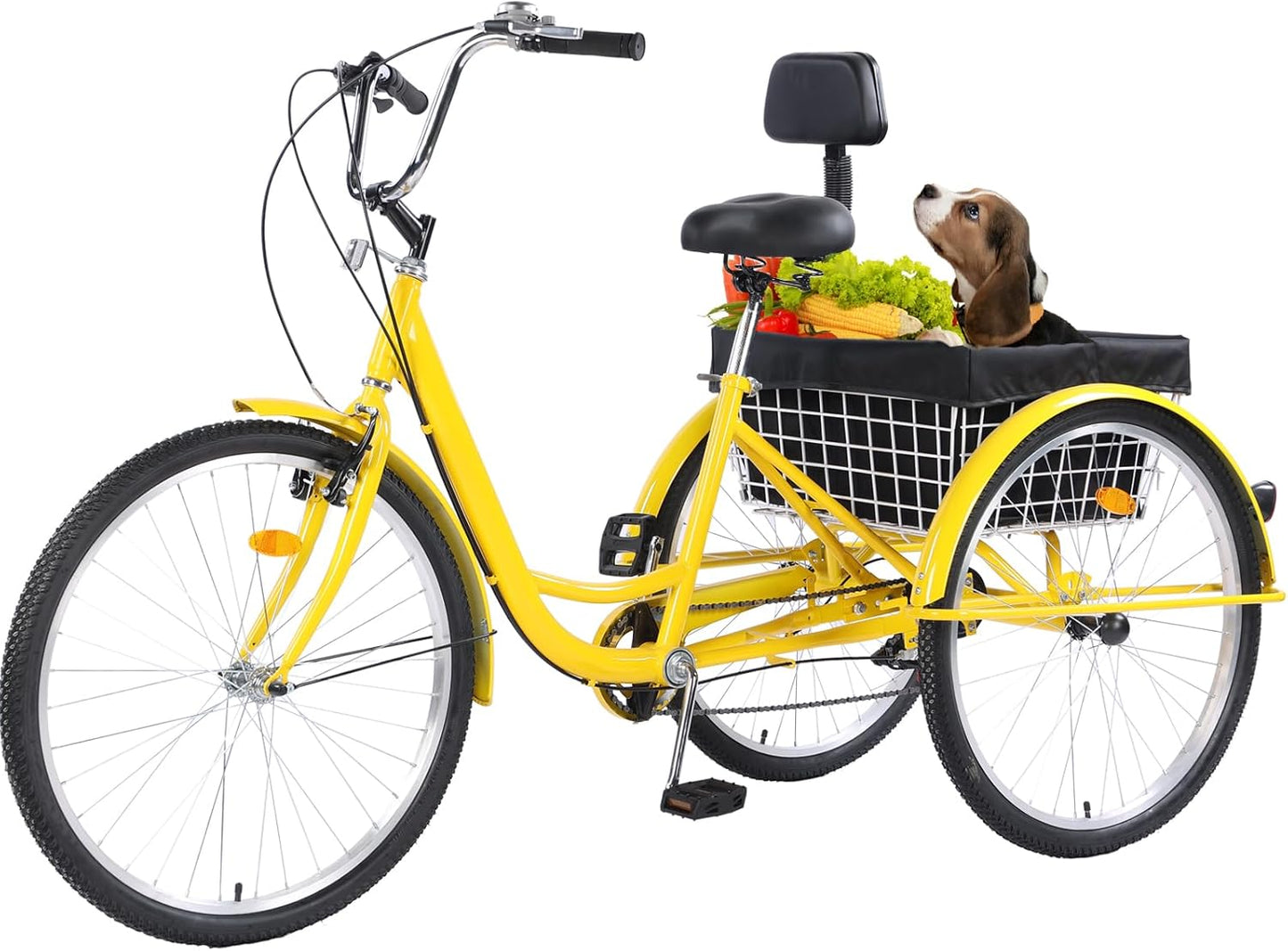 Adult Tricycle Bike 7 Speed, 24/26 Inch 3 Wheel Bikes Tricycle for Adults, Adult Trike for Women/Men/Seniors, Cruiser Bike w/Rear Basket for Shopping/Recreation/Picnic