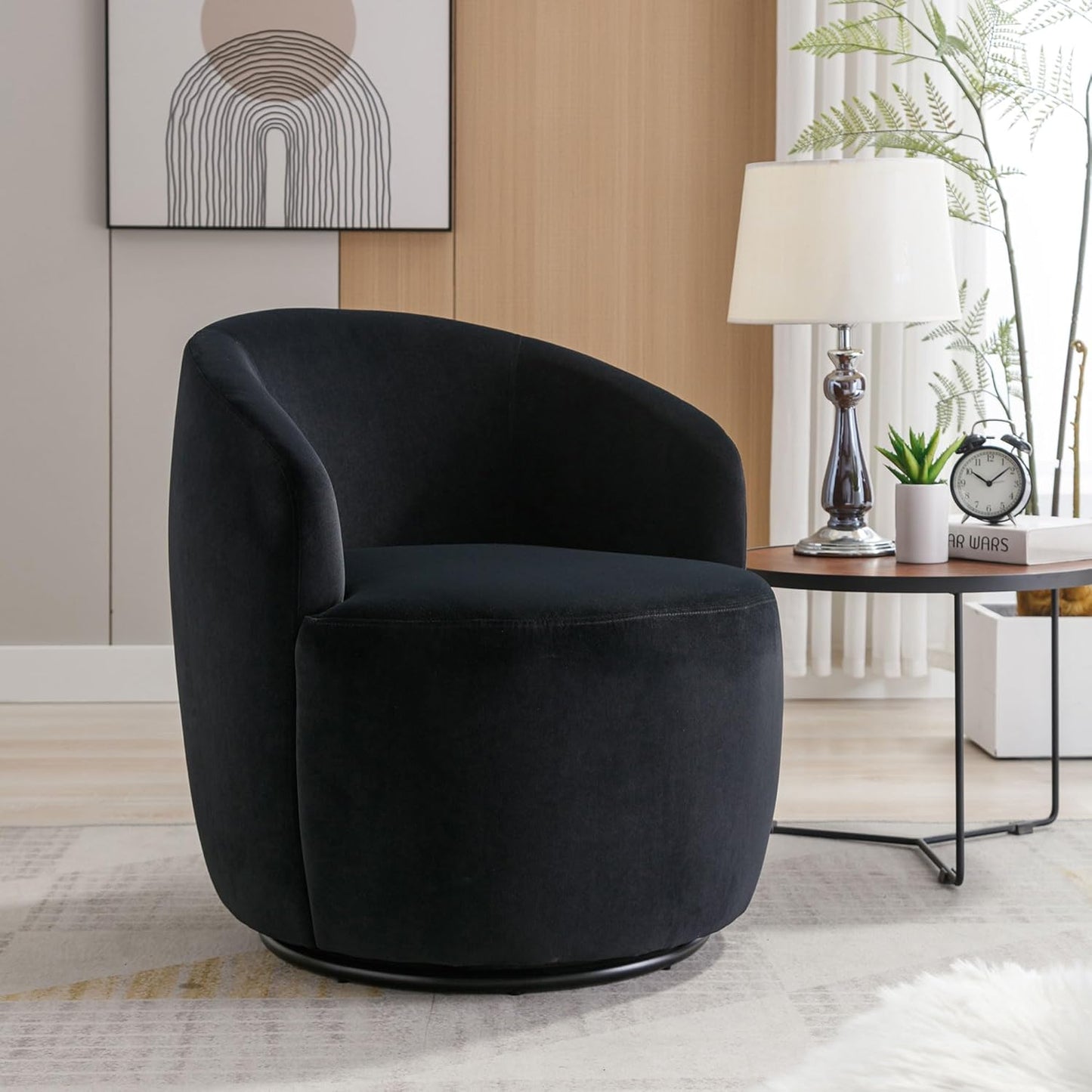 Swivel Accent Chairs Set of 2, Modern Round Vanity Chair for Living Room, Comfy Velvet Barrel Armchair, Small Single Sofa, Blue