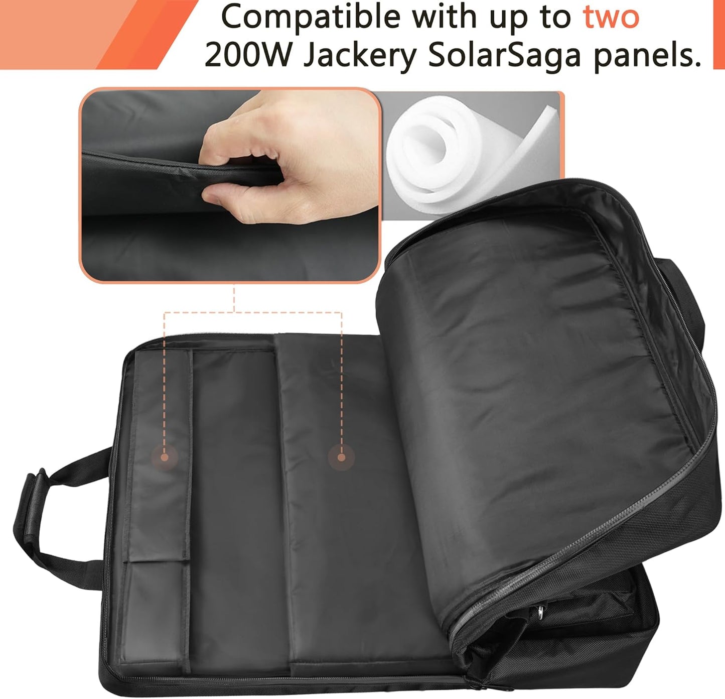 Solar Panel Storage Bag Compatible with 2 Jackery 200W, Padded Portable Solar Panel Travel Bag Compatible with Jackery SolarSaga 100W 100X 200W