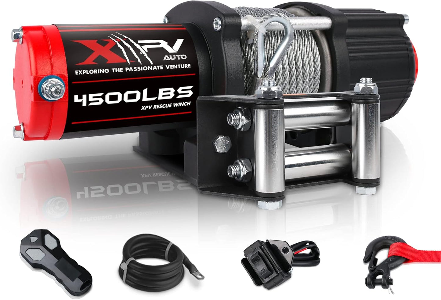 2500lbs Synthetic Winch with Remote Control & Mounting Plate ATV UTV Towing Trailer Winch Off-Road