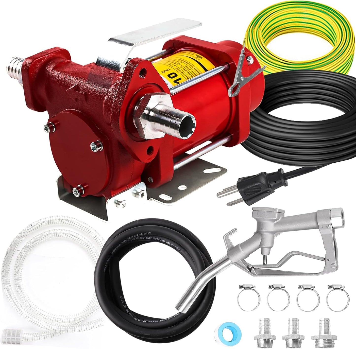 110V Automatic Gasoline Fuel Transfer Pump with Forward and Reverse Pumping, 2.3/3.7 GPM Portable Self-priming Fuel Oil Transfer Pump for Gasoline, Diesel, Kerosene, Biodiesel and More