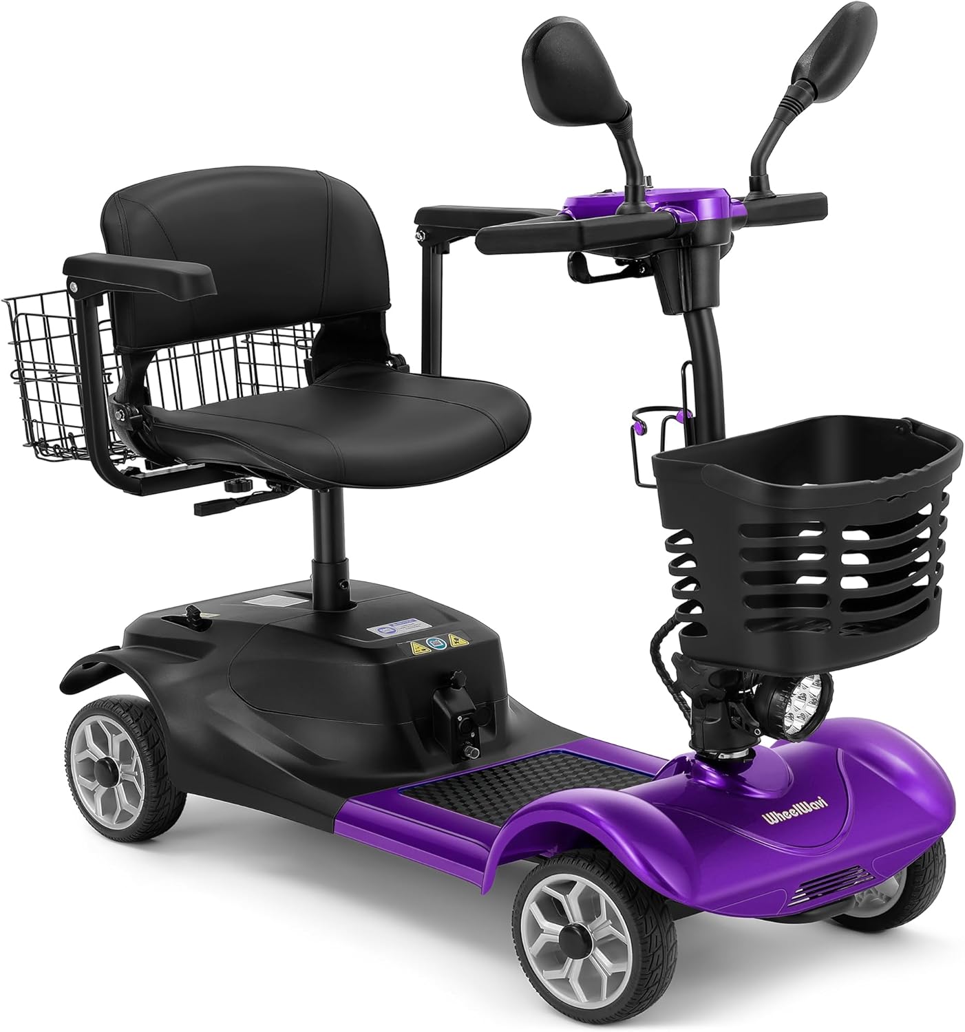 4 Wheel Compact Mobility Scooter for Seniors and Adults,Foldable Electric Scooter, Heavy Duty Travel Model with Lights, Basket, and Long-Lasting Battery (Red)