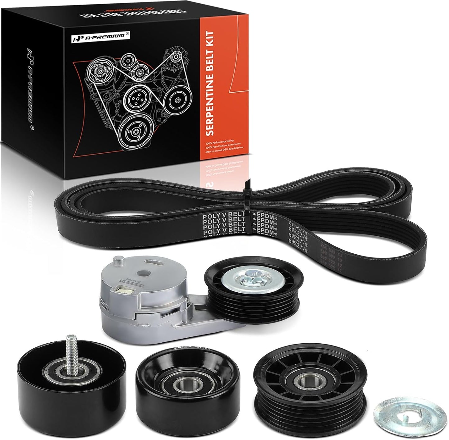 A-Premium Engine Serpentine Belt Drive Kit Compatible with Chevrolet, Pontiac & Saturn Cars - Malibu 2006-2010, Impala 2006-2011, Monte Carlo 2006-2007, G6 2006-2010, Aura, Relay, Vue - 3.5L 3.9L