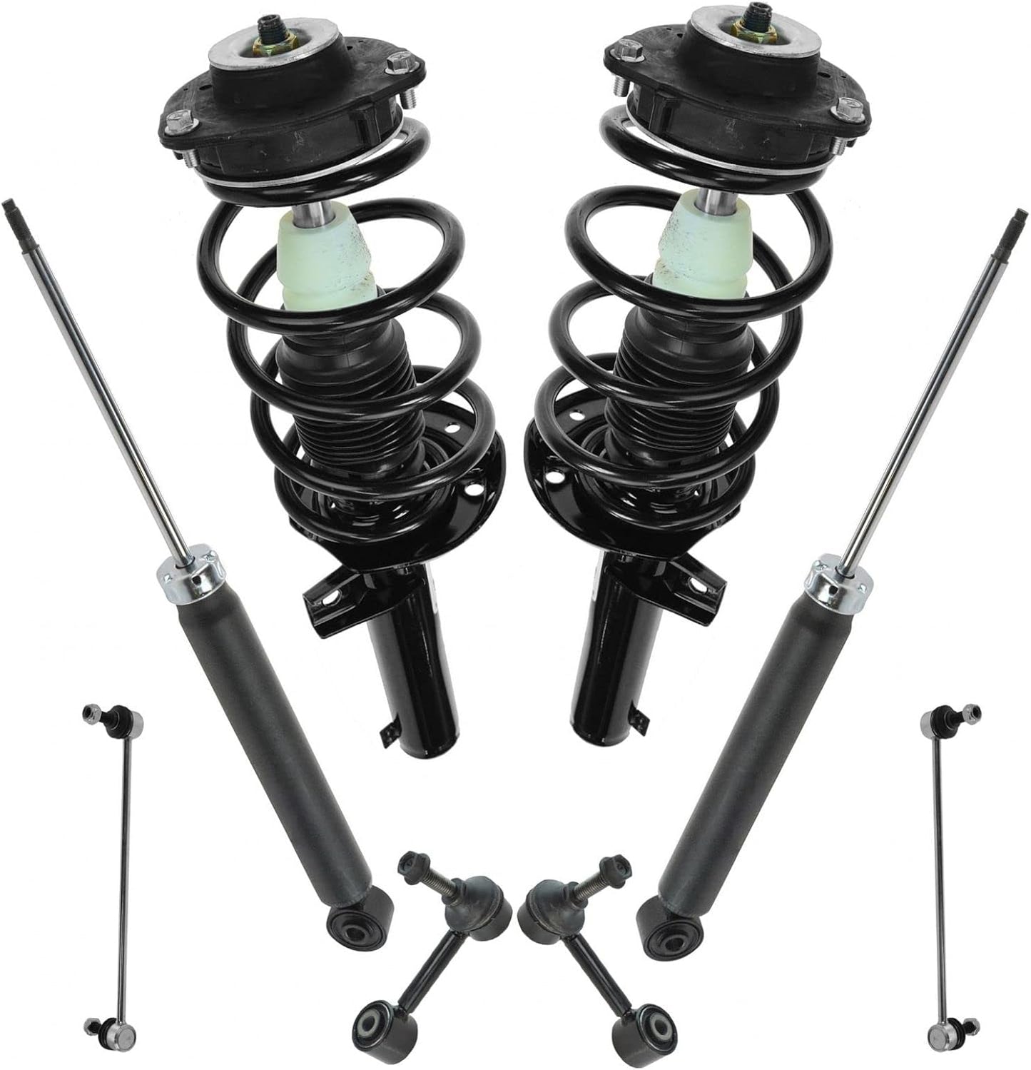TRQ Front and Rear Suspension Kit Complete Strut & Coil Spring Assembly Shock Absorber Sway Bar Stabilizer Link Compatible with 06-13 BMW