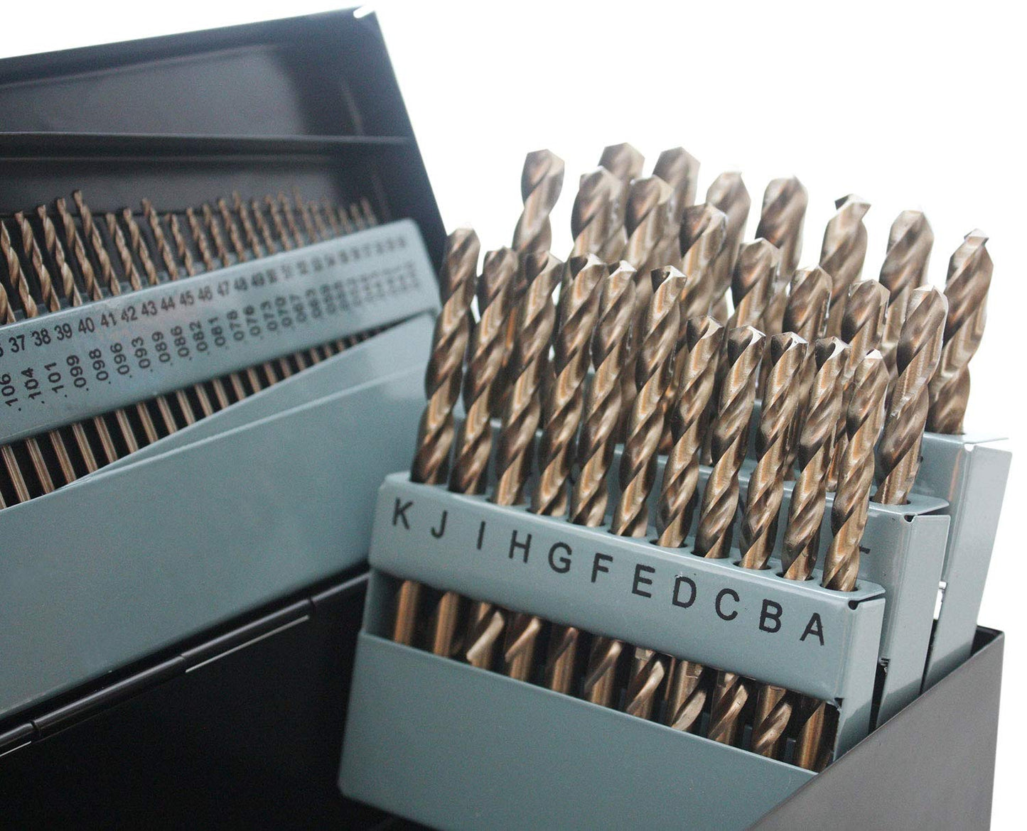 Accusize Industrial Tools - 115 Pc M35 H.S.S. Plus 5% Cobalt Drill Bit Set, Professional, 135° Split Point, Sizes 1/16'' to 1/2'', #1-60, A-Z, 0422-1003