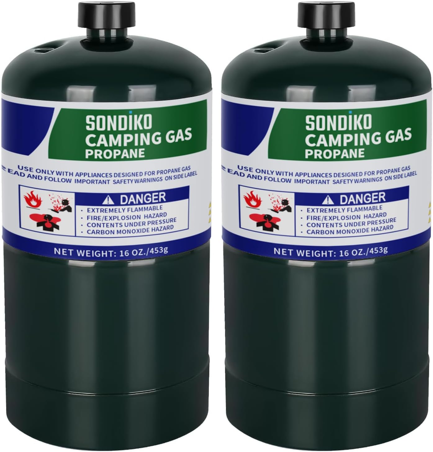 Sondiko Propane Tank 4 Pack, High Purity 1LB Propane Cylinder Tank 16 oz, Factory Prefilled and DOT Compliant, Premium Propane to Broil Sous Vide for Welding Brazing Soldering