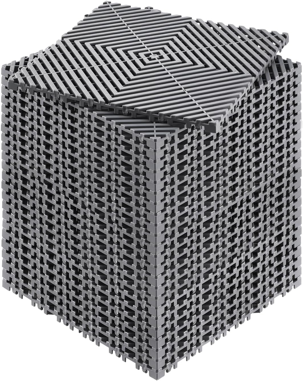 VEVOR Interlocking Drainage Mat, 12” x 12” Modular Interlocking Cushion, 50 Pcs Splicing Drainage Mats, Non-Slip Black PP Drainage Floor Tile and Shower Mat, for Garage, Garden, Kitchen & Outdoor