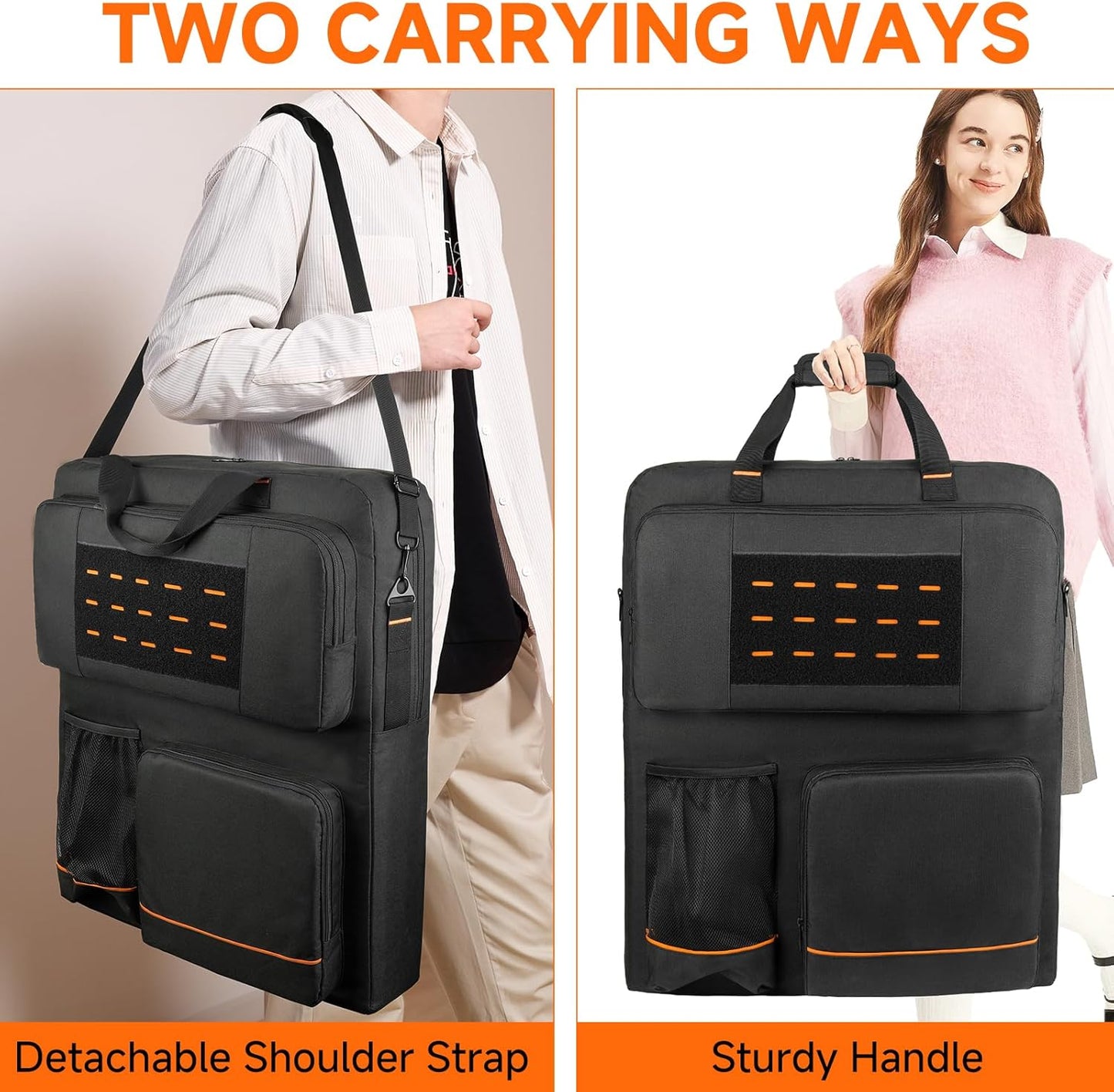 Solar Panel Storage Bag Compatible with Jackery SolarSaga 100X/200W & Anker SOLIX PS100 PS200 - Padded Case for 2 Panels, Shoulder Strap & Multi-Pockets