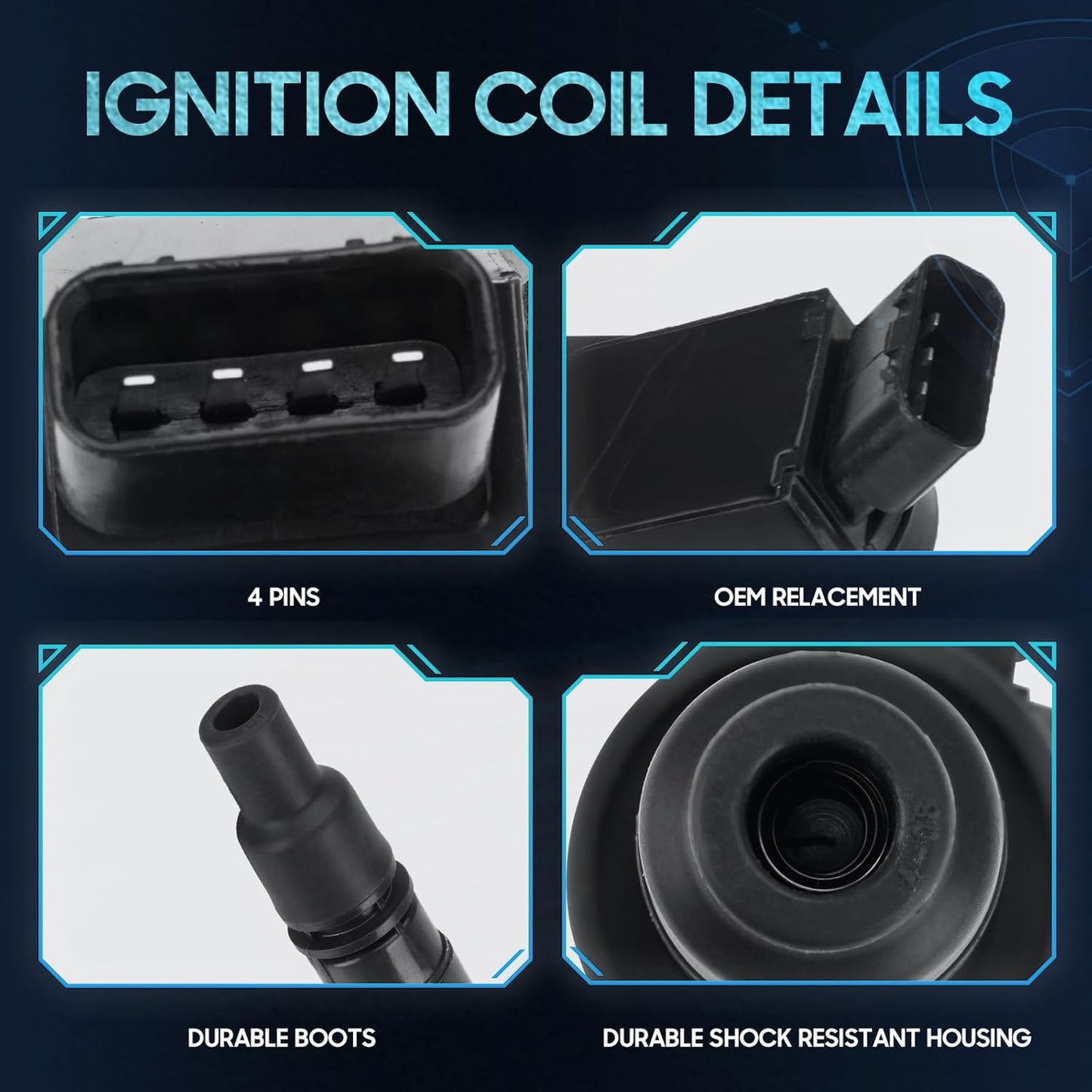 6PCS Ignition Coil Pack Compatible with Toyota Camry Rav4 Highlander Tundra Lexus ES300h LS460 LS600h LX570 GS350 IS250 IS350 2.5L 3.5L 4.6L 5.0L 5.7L V6 V8, Replace for UF507 C1596, Black