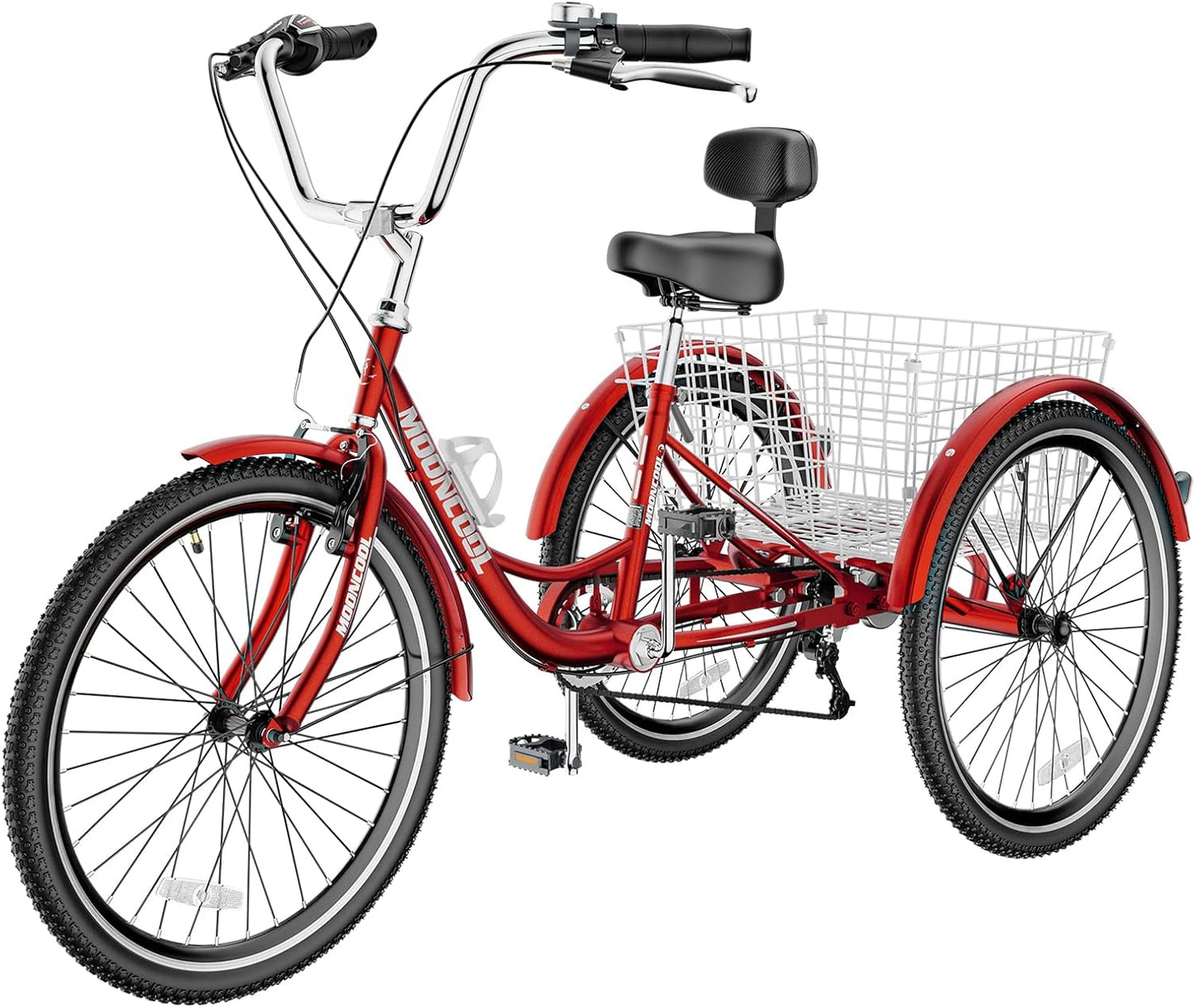Slsy Adult Tricycles 7 Speed, Adult Trikes 20/24/26 inch 3 Wheel Bikes, Three-Wheeled Bicycles Cruise Trike with Shopping Basket for Seniors, Women, Men