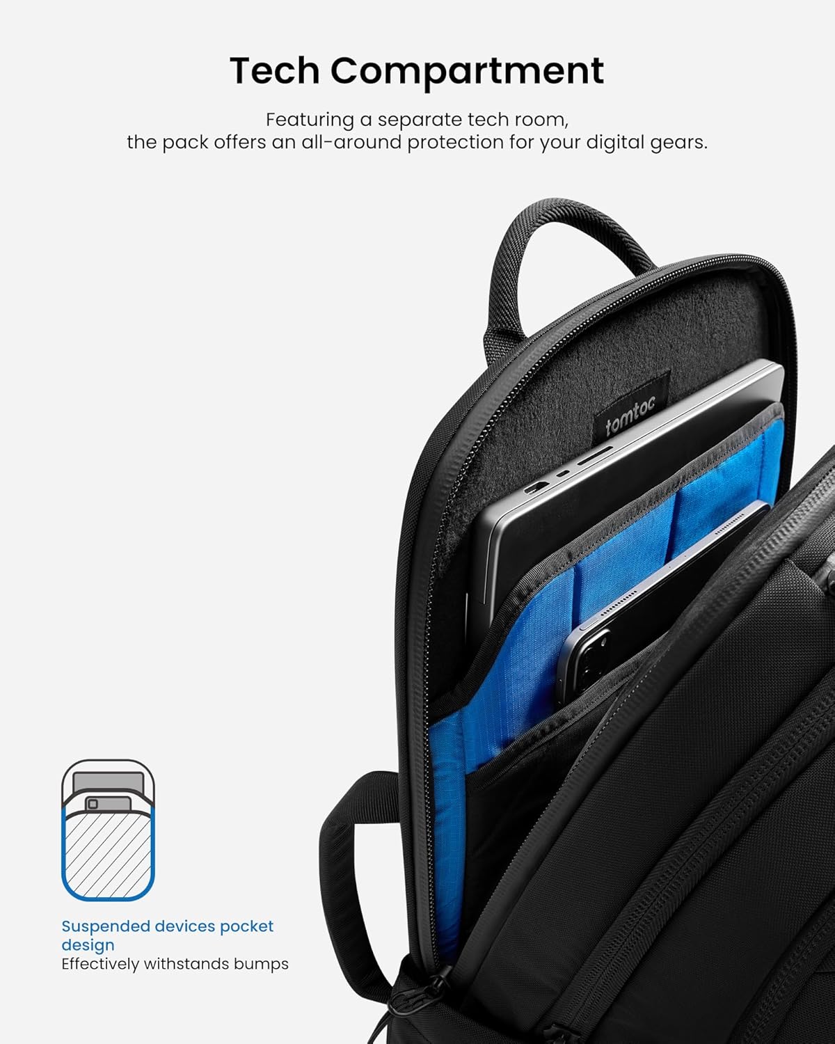 tomtoc 17.3 Inch Laptop Backpack, Waterproof Daypack Travel Computer Backpack, Great for Daily Commute, Urban Explore, Weekend Trip, Business trip, Cordura Material Casual Pack, 30L