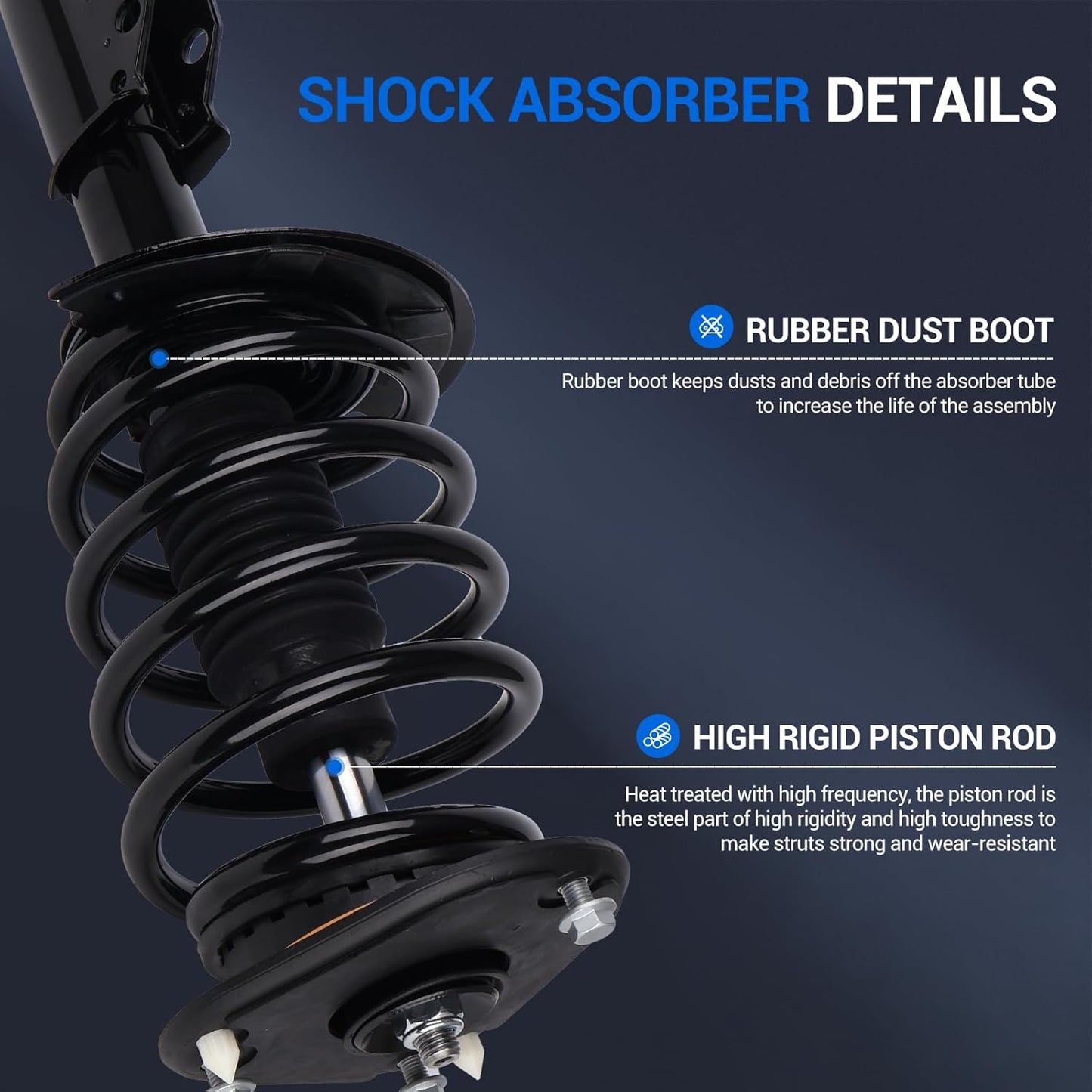 Autoround 171685 Front Complete Strut Shock Absorber & Coil Spring Assembly Compatible with Cadillac DeVille 2000-2005, Buick LeSabre 2000-2005, Oldsmobile Aurora 2001-2003, Driver and Passenger Side