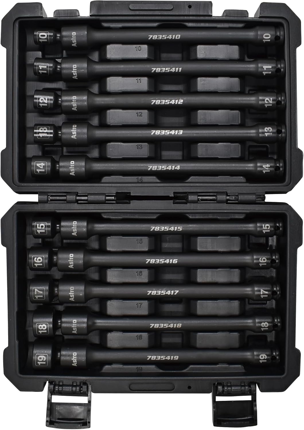 Astro Tools 78354 10-Piece 3/8" Drive 6 Point Pinless Universal Torque-Saver Impact Extension Socket Set - Metric