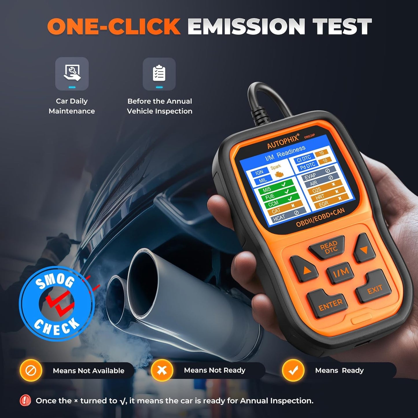 AUTOPHIX OM126P+ OBD2 Scanner, Check Engine Light Code Reader, Car Code Scanner for Automotive Diagnostic, Read & Clear Fault Code, Pass Smog Test, Live Data, for All US Cars After 1996