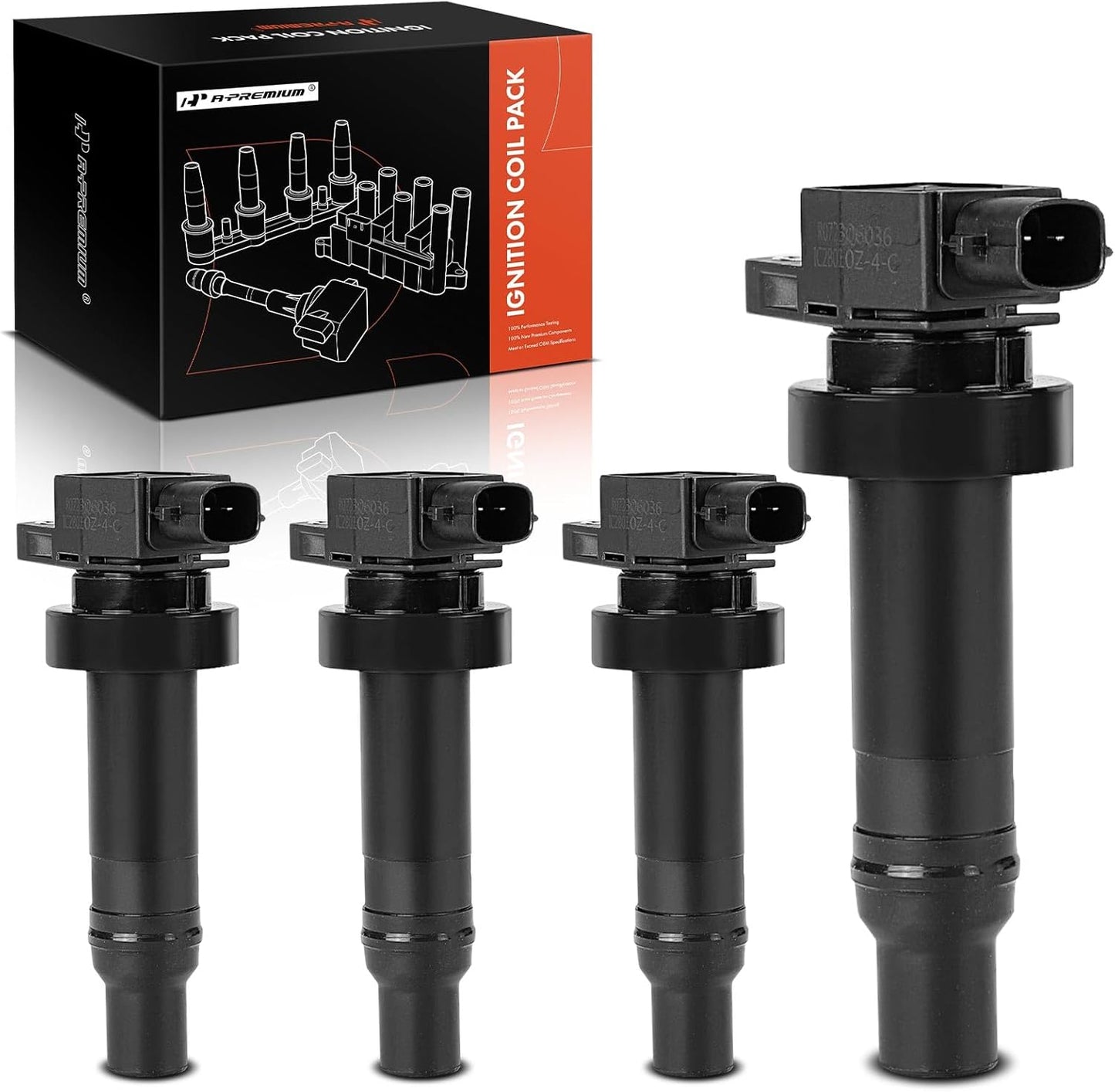 A-Premium Set of 8 Ignition Coil Pack and Iridium Spark Plugs Compatible with Kia Soul 2010-2011, 1.6L, Replace# 273012B010