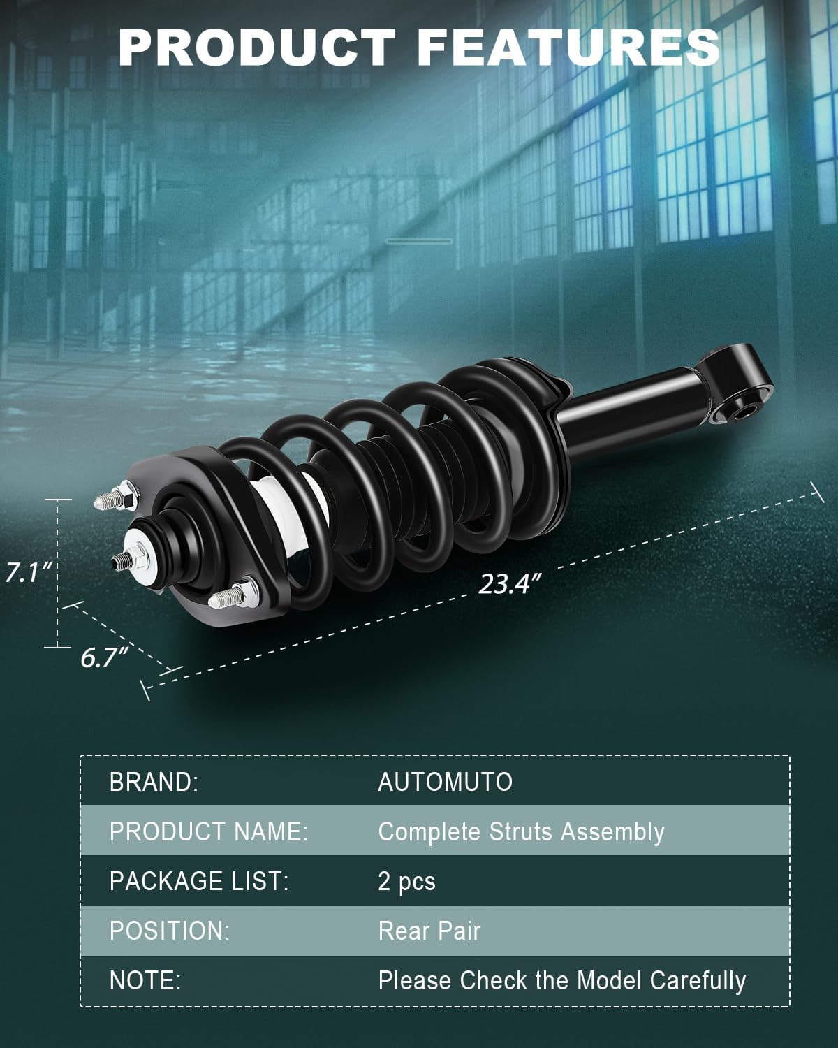 AUTOMUTO Rear Pair Complete Struts Coil Spring Assembly Shock Absorber Compatible with 2012-2016 for Honda CR-V Struts 272957L 272957R