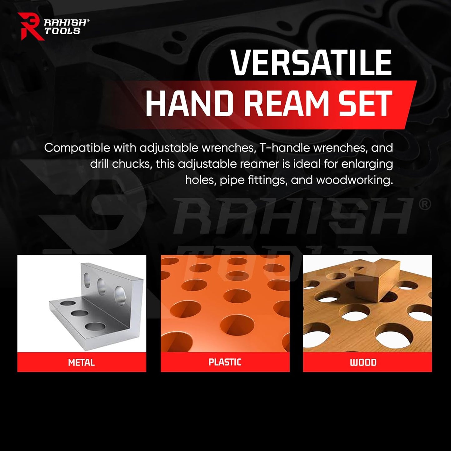 Adjustable Hand Reamer Tool H12 To H16 Sizes - 1-1/16" to 2-7/32" Reaming Tool for Precise Hole Finishing with Carbon Steel Blades - Hand Tools Reamers for Metal & Wood - 26.98mm-56.35 mm