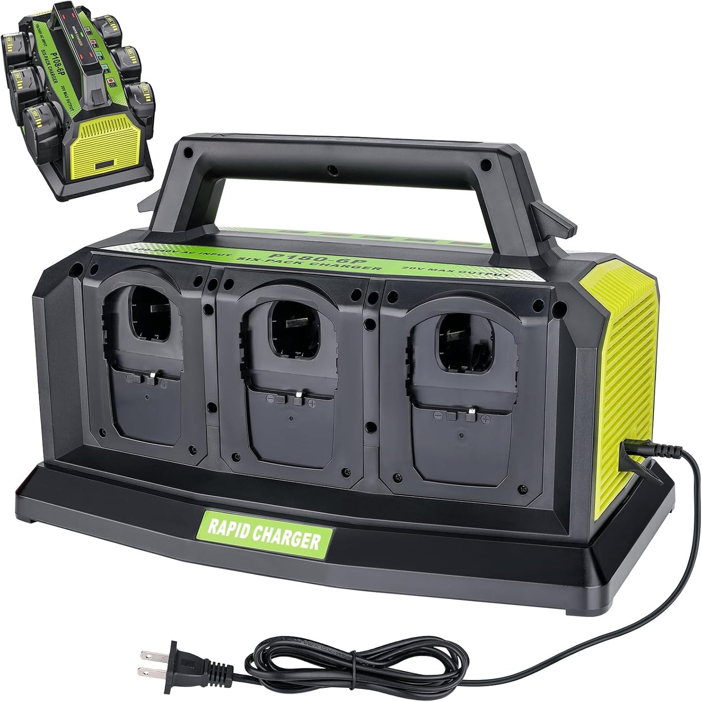 6-Ports Rapid Meanwhile Charger Station for Ryobi 18V Battery,Fast Charger for ONE+18V Multi Battery,Simultaneous Charging of 6 Port Each 3A Compatible,Compatible with Ryobi Battery Power Tools