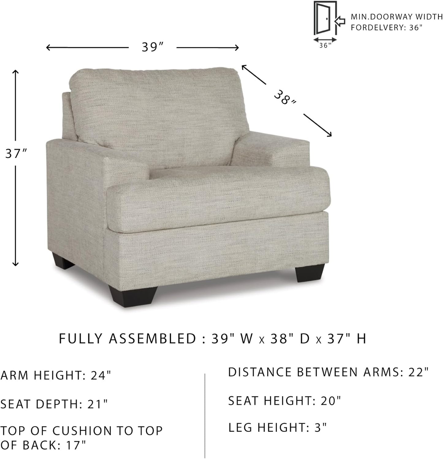 Signature Design by Ashley Vayda Casual Upholstered Chair, Light Gray