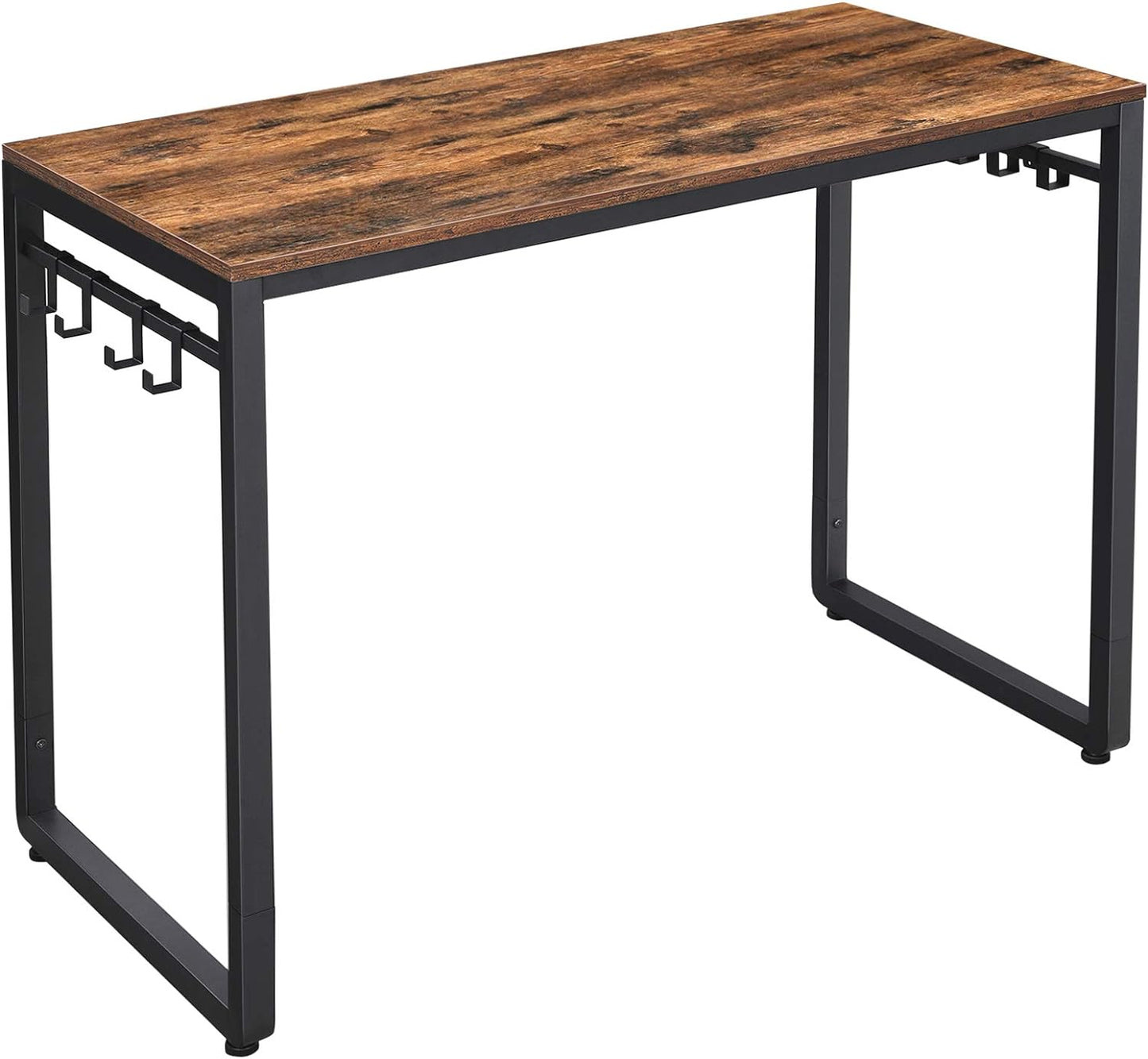 VASAGLE Computer Desk, Office Desk with 8 Hooks, for Study, Home Office, Easy Assembly, Industrial Design, 47.2 x 23.6 x 29.5 Inches, Rustic Brown ULWD58X