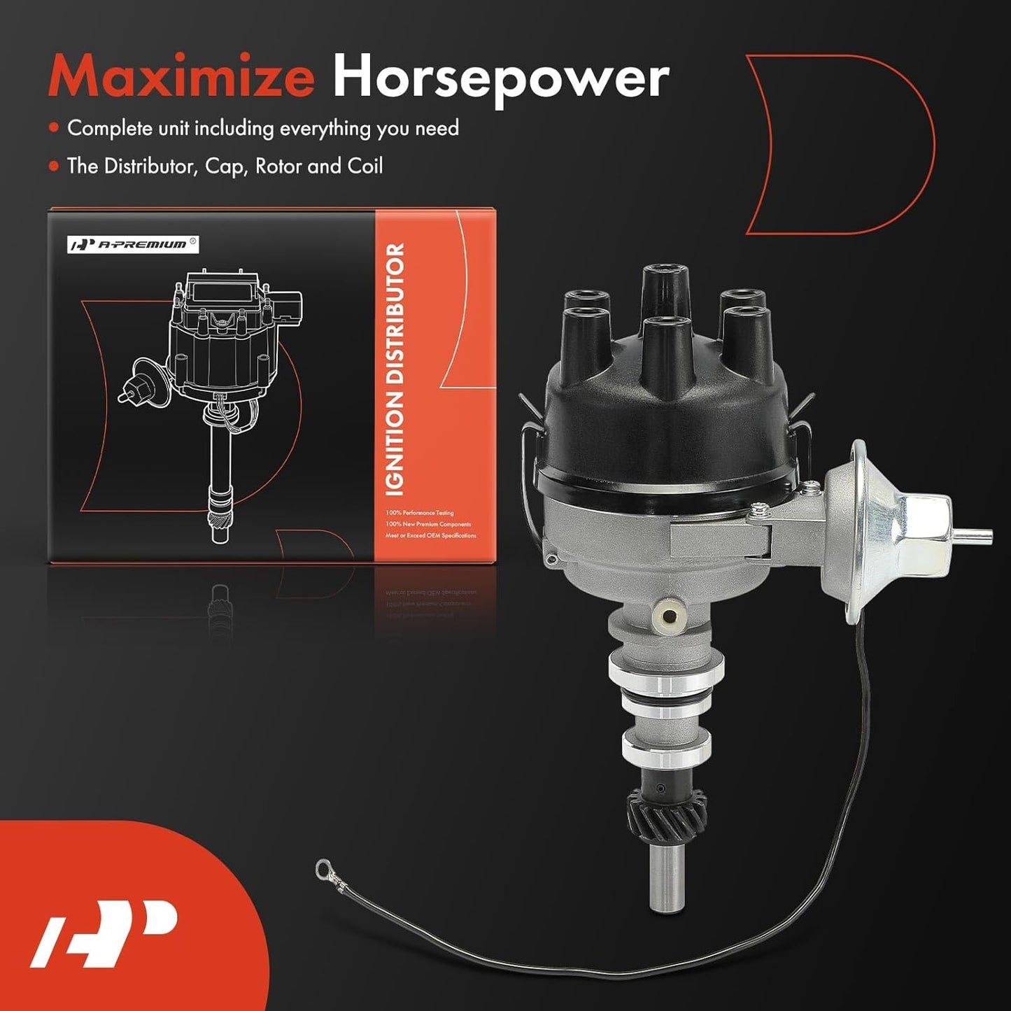 A-Premium Ignition Distributor with Cap and Rotor Compatible with Ford Mustang, E-100 E-200 E-300 Econoline, Bronco, Fairlane, Falcon, Gran Torino, P-100, Ranch Wagon & Mercury Caliente, Capri, Comet
