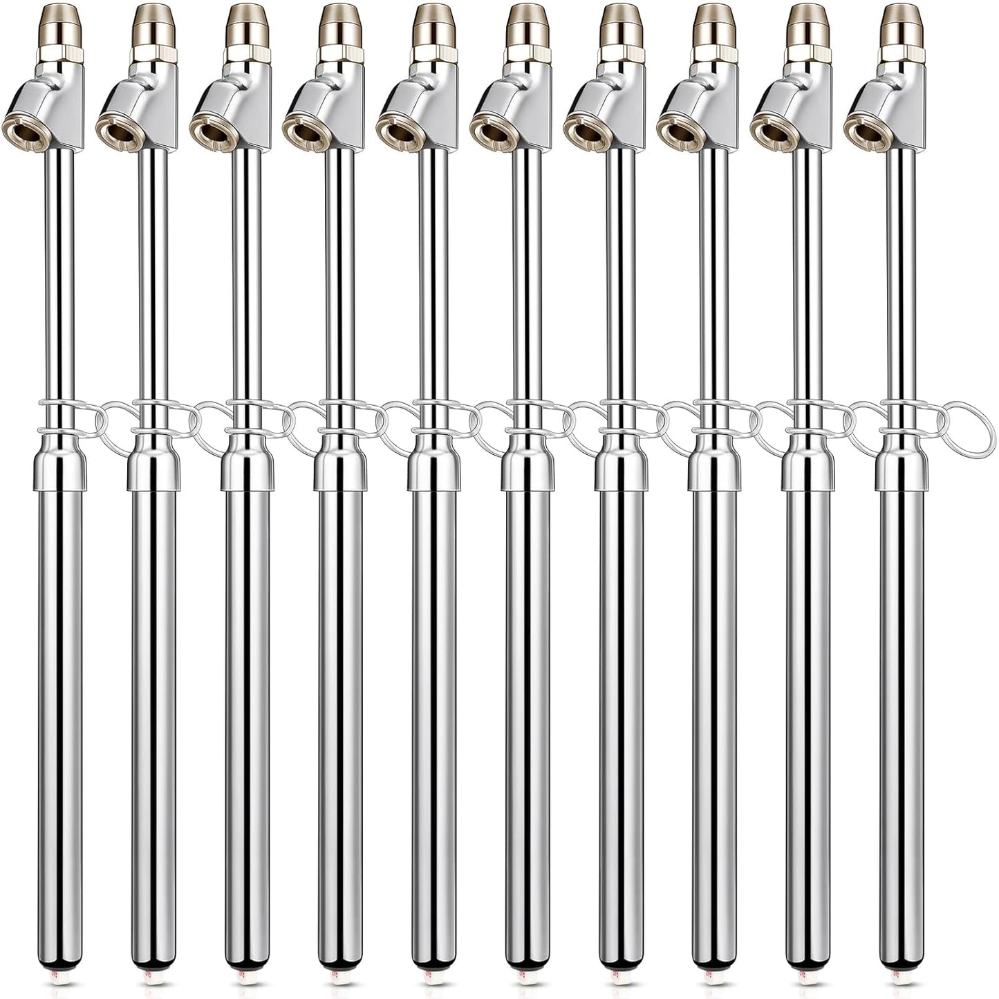Tallew 10 Pack Tire Pressure Gauge Black Heavy Duty Air Pressure Tire Gauge Dual Head Semi Truck Tire Pressure Gauge Range 10-150 PSI, Extended Tube Tire Gauge Suitable for Semi Truck, and Bus