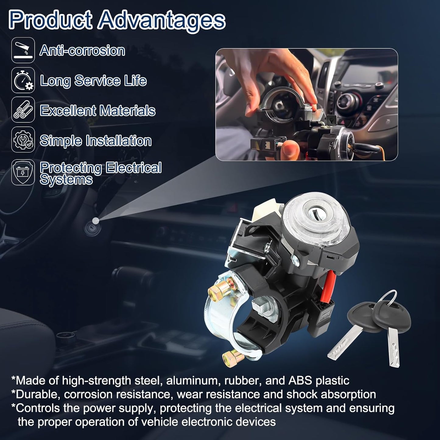 81910-M7110 Ignition Lock Cylinder Housing for Kia 2019-2021 Forte 2020-2022 Soul 2021-2023 Seltos Ignition Lock Switch Assembly with 2 Keys, Replaces 81900-M7E00 81905-M7140 Ignition Switch Kits