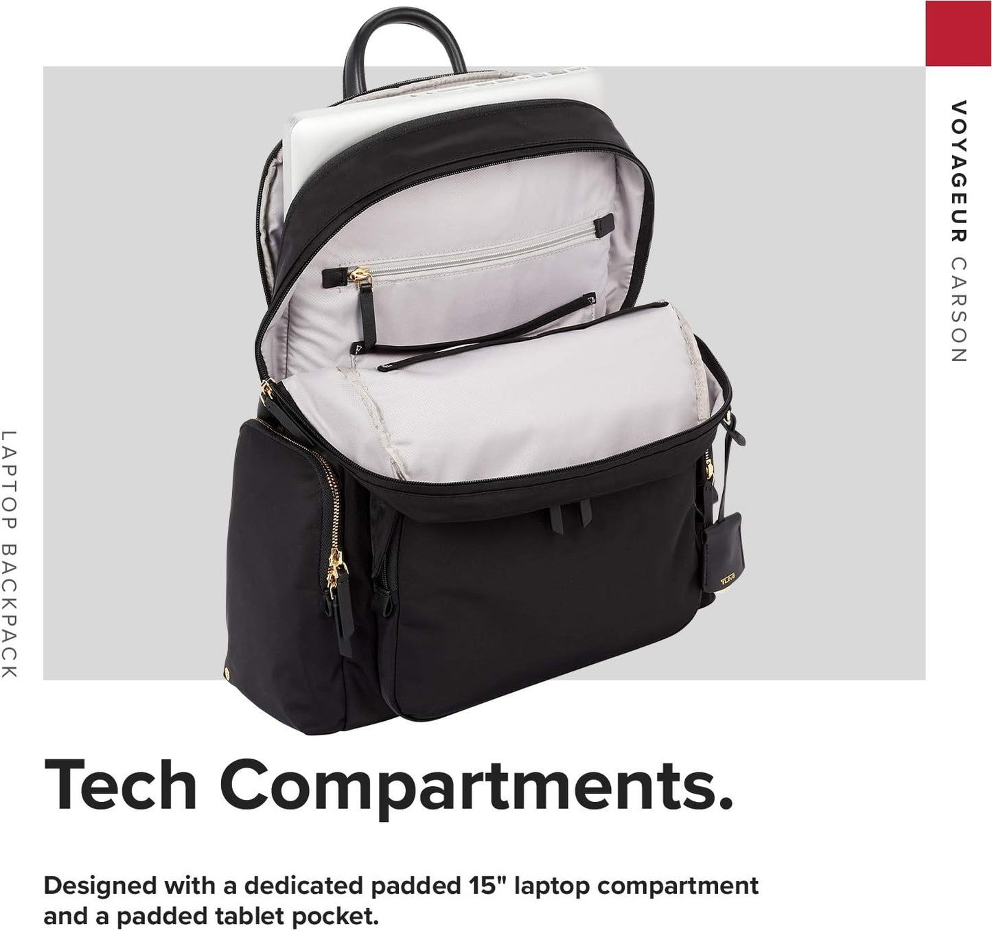 TUMI - Voyageur Carson Laptop Backpack - 15 Inch Computer Bag for Women - Black
